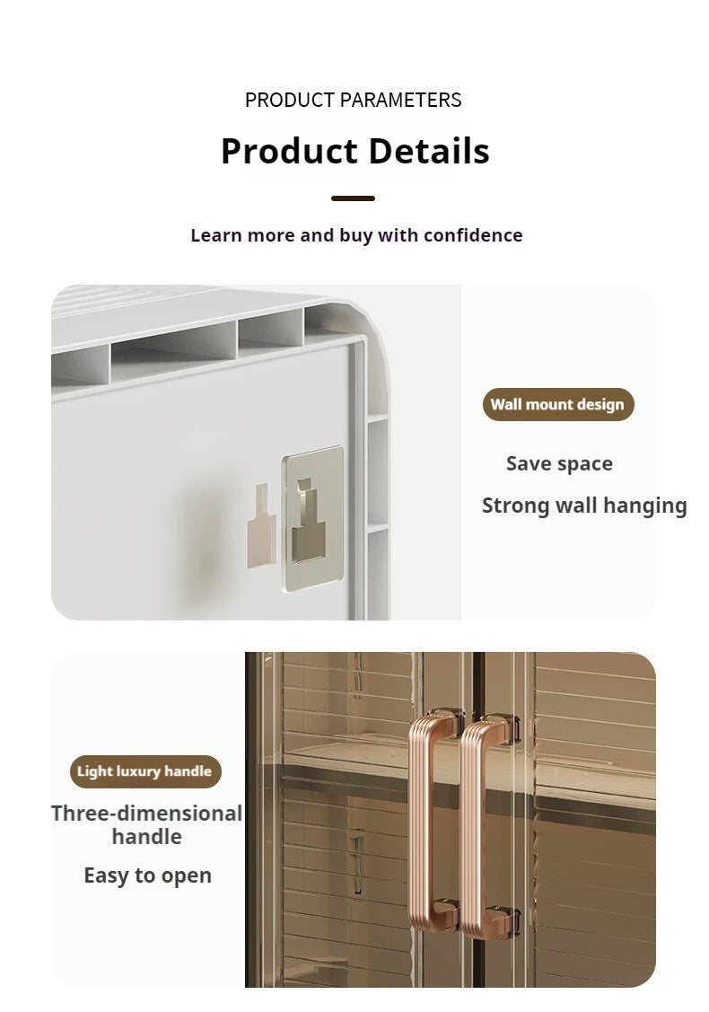Multi functional kitchen storage rack, no drilling wall corner storage rack, multi-layer dust-proof storage cabinet box, wall mo