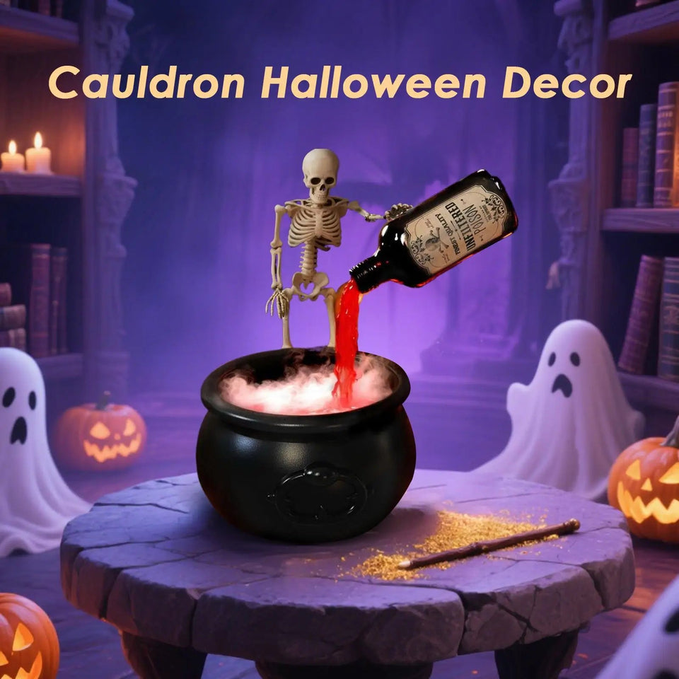 Halloween Cauldron Potion with Floating Potion Bottles and Diffuser floating potion bottles and skull-shaped Festive Spooky Prop Aimak Store