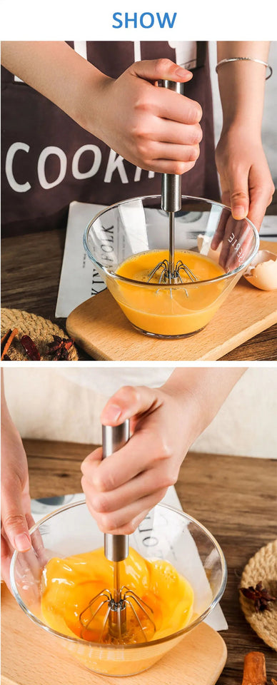 Semi Automatic Mixer Whisk Egg Beater Stainless Steel Manual Hand Mixer Self-Turning Cream Utensils Kitchen Mixer Egg Tools Aimak Store