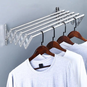 Foldable Clothes Drying Rack Wall-Mounted Clothes Towel Rack Corrosion Resistant Expandable Retractable Bathroom Laundry Rack Aimak Store
