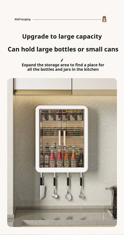 Multi functional kitchen storage rack, no drilling wall corner storage rack, multi-layer dust-proof storage cabinet box, wall mo