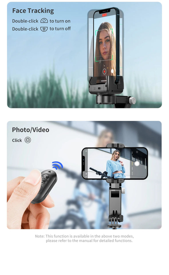 Q18 Desktop Following the shooting Mode Gimbal Stabilizer Selfie Stick Tripod with Fill Light for iPhone Cell Phone Smartphone Aimak Store