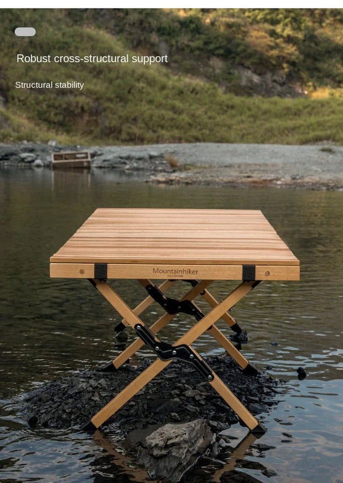 DZ Solid Wood Chicken Roll Table Kutuo Outdoor Folding Table Camping Table Beech Solid Wood Large Log Camping Chicken Roll Table Aimak Store