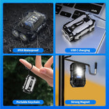 8 Modes Waterproof Mini Keychain Flashlight Magnet USB C Rechargeable EDC 800 High Lumens LED&COB Portable Clip on Flashlights Aimak Store