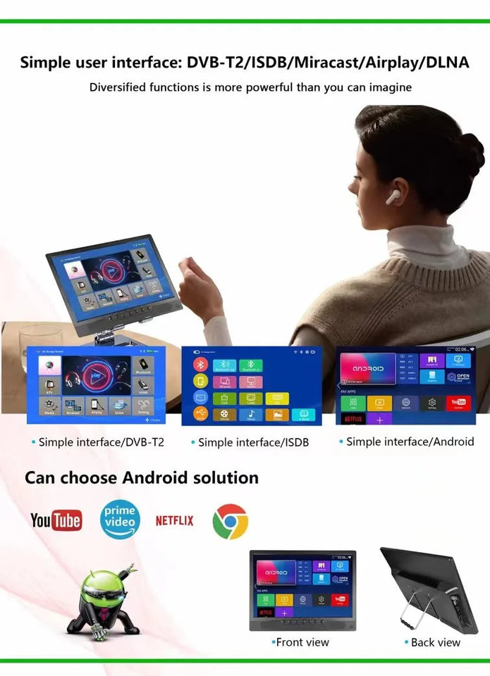 17.3 Inch Portable TV  12 Volt TV DVB-T2 Digital Battery TV for Car Suitable for Outdoor and Kitchen Use Aimak Store