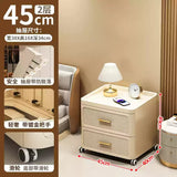 Modern Minimalist Nightstand with Drawers|Faux Wood Bedside Storage Cabinet Movable Bedroom Organizer Space-Saving HomeFurniture Aimak Store