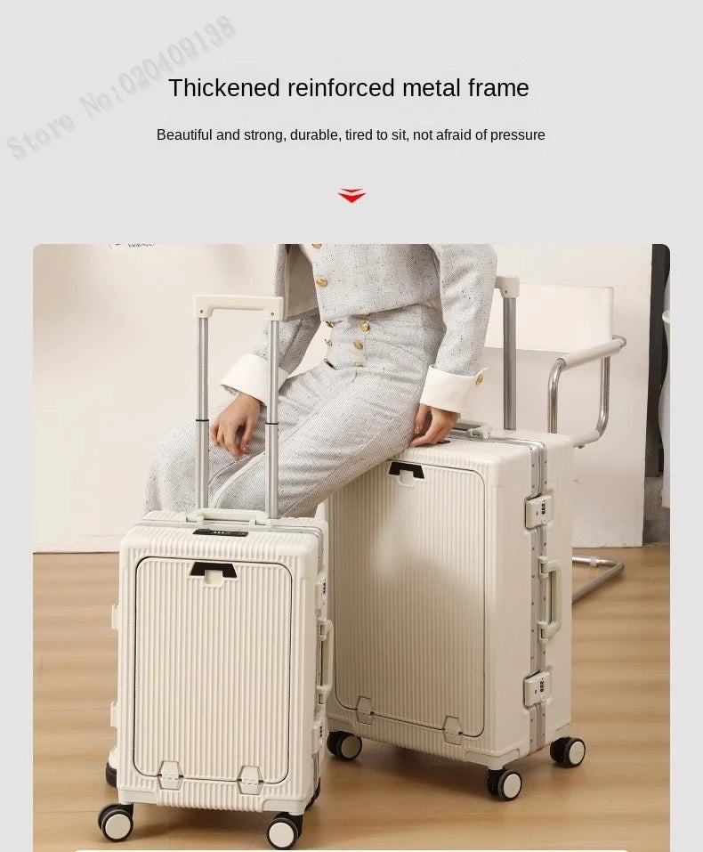 New Front Opening Suitcase Cabin Trolley Case 20/24/26/28 inch Aluminum Frame Large Capacity Luggage usb Charging TSA Lock Aimak Store