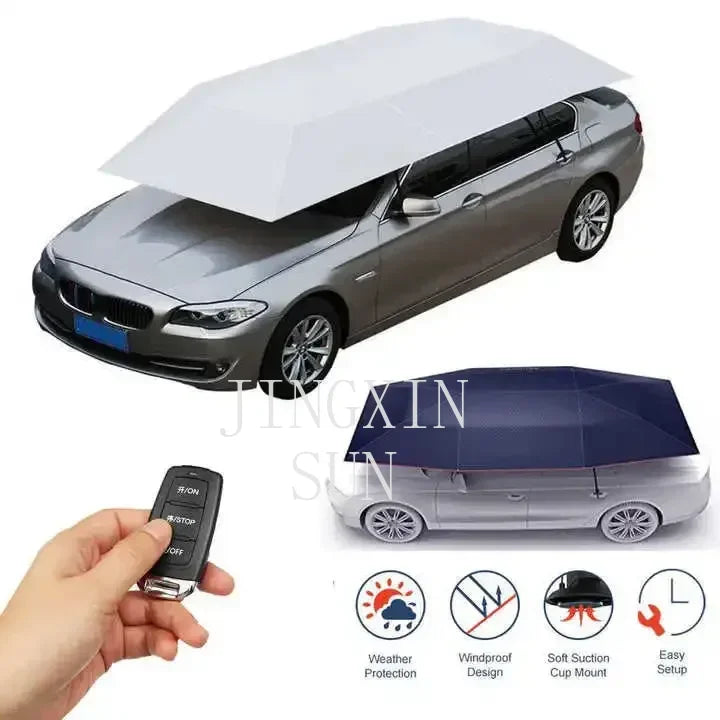 4.2M/4.6M Anti-UV Automatic Folding Sun Shade Covering Rooftop Car Cover Waterproof Car Umbrella with Remote Control Aimak Store
