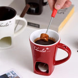 130ML European Candle Cup Cheese Chocolate Melting Ceramic Mug Heating Food Ceramic Mug with Fork Creative Coffee Mug Tableware Aimak Store