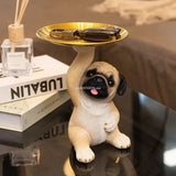 Creative Pug Statue Storage Tray Cute Dog Key Candy Snack Storage Plate Animal Sculpture Ornaments Office Tabletop Decor муравьи Aimak Store