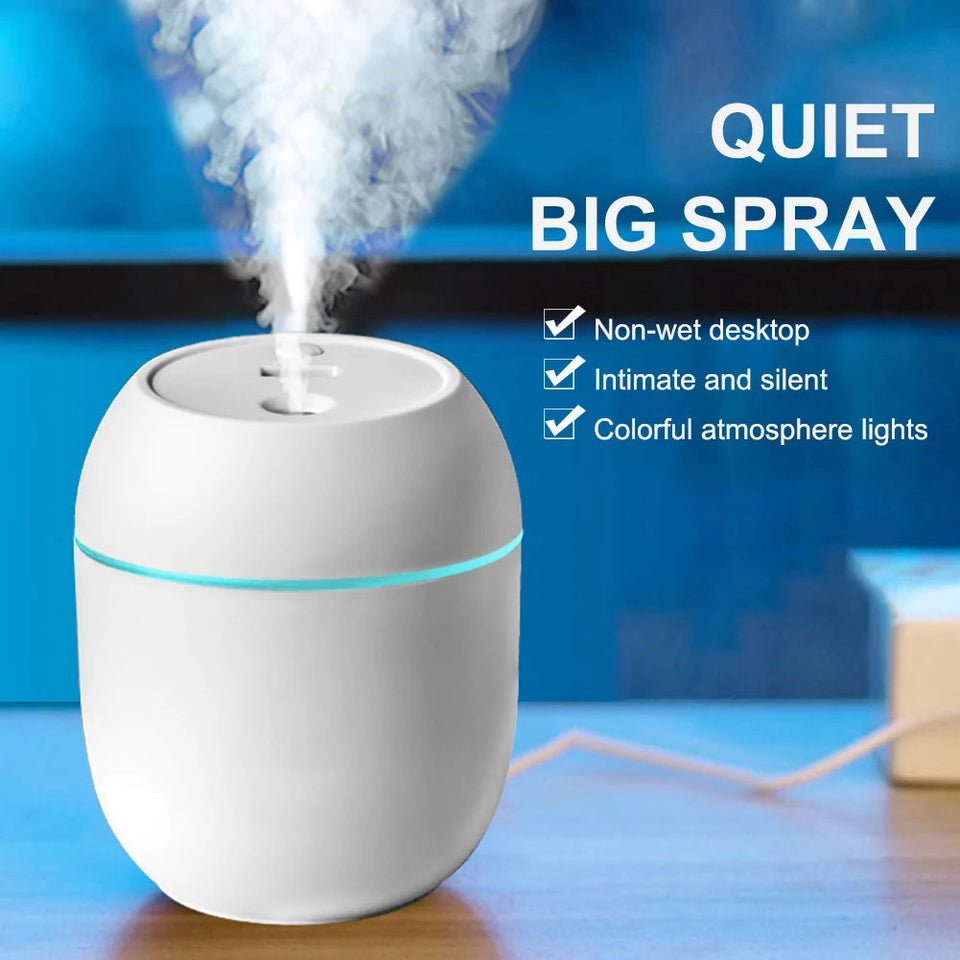 USB Portable Air Humidifier 250ML Essential Oil Diffuser 2 Modes Auto Off with LED Light for Home Car Mist Maker Face Steamer Aimak Store