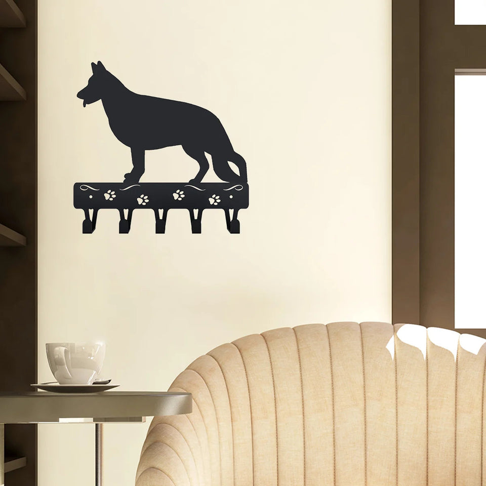 1pc German Shepherd Key Rack Dog Leash Hanger - 9 inch/ 6 inch Wide Metal Wall Art Wall hanging Towel Rack Coat Home Decor Aimak Store