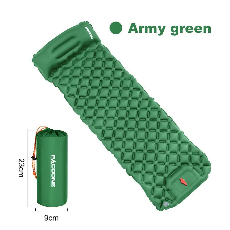Outdoor Camping Inflatable Mattress Sleeping Pad With Pillows Ultralight Air Mat Built In Inflator Pump Hiking Aimak Store