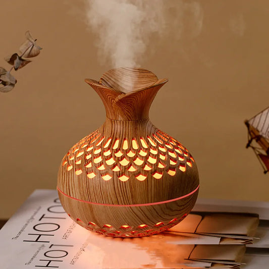 300ml USB Air Humidifier, Mini Humidifier Desktop Humidifier, Hollow Vase Shape Humidifier With Colorful Night Lights