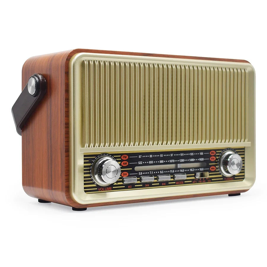 Portable Wooden Retro Bluetooth Speaker Radio FM / AM / SW  Card TF USB MP3 Music Player Aimak Store