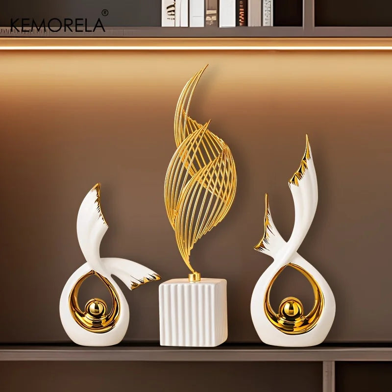 KEMORELA 1/2PCS Home Decoration Luxury Statues Simple Style Holiday Decorations TV Cabinet Wine Cabinet Office Desk Accessories Aimak Store
