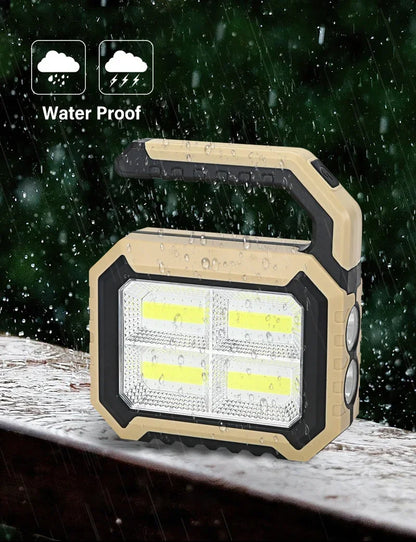 Solar Powered LED Handheld Light Super Bright Work Searchlight Waterproof Outdoor Camping Portable Hiking Flashlight