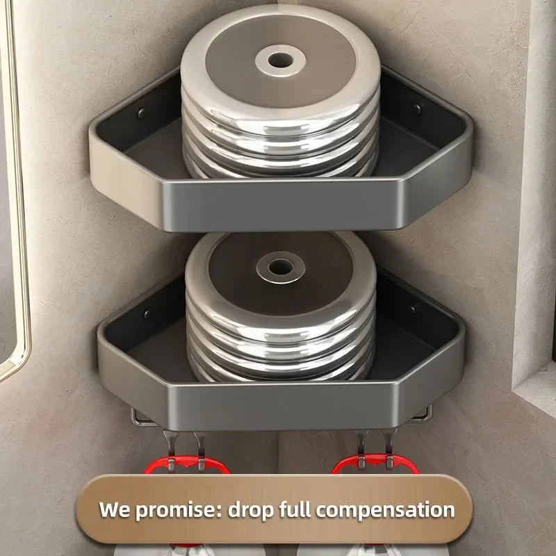 Bathroom Shelf Corner Space Aluminum Bathroom Triangle Basket Shower Room Storage Rack Wall Mounted Black/Matte/Grey Aimak Store