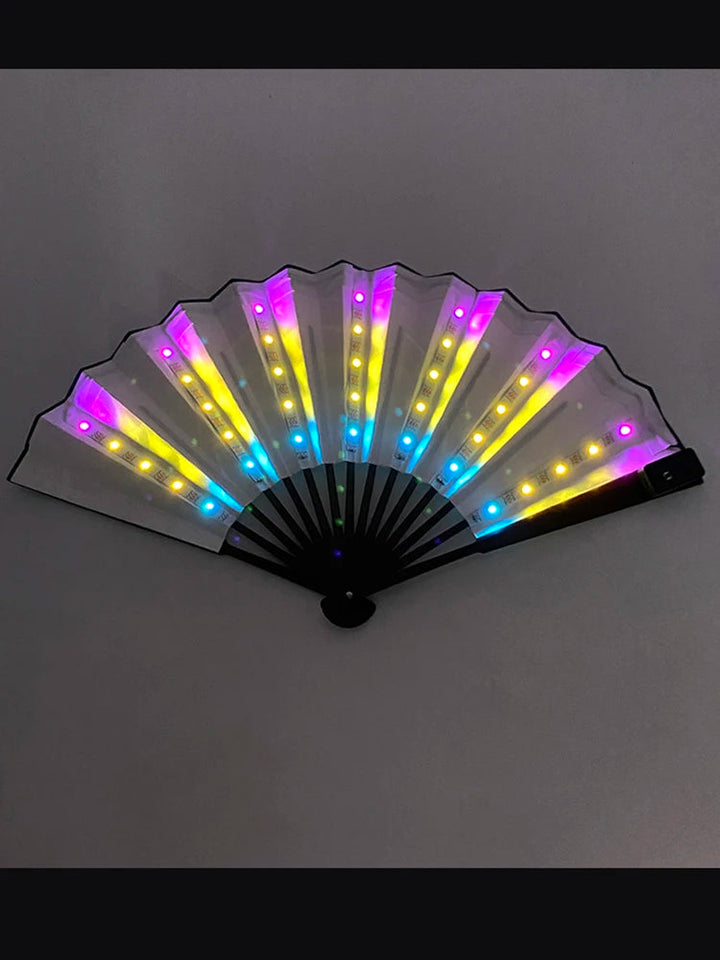 Luminous Folding LED Fan Dancing Light Fan Flashing For Night Music Show Rave Festival Accessories Glowing In The Dark Party Aimak Store