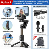 Q18 Desktop Following the shooting Mode Gimbal Stabilizer Selfie Stick Tripod with Fill Light for iPhone Cell Phone Smartphone Aimak Store