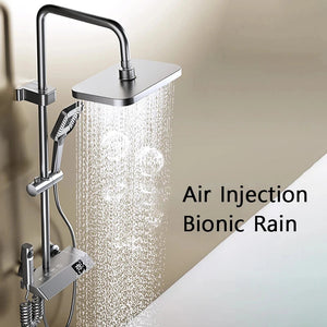 Piano Keys Shower System Set Bathroom Shower Set Gray Black Bathtub Hot and Cold Shower Faucet LED Digital Copper Tap Shower Set Aimak Store