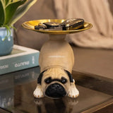 Creative Pug Statue Storage Tray Cute Dog Key Candy Snack Storage Plate Animal Sculpture Ornaments Office Tabletop Decor муравьи Aimak Store