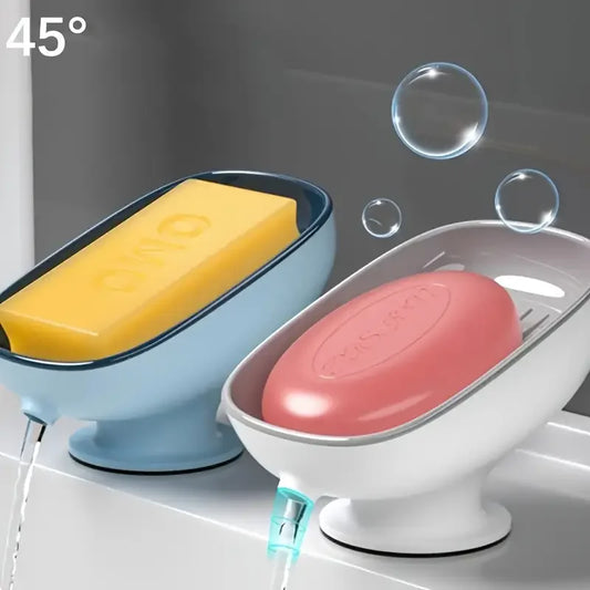 1Pc Luxurious Adjustable Oval Storage Soap Dish with Drain - Wall-Mounted Anti-Slip Removable Soap Box for Bathroom
