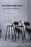 American Style Iron Bar Chair Coffee Shop Milk Tea Shop High Chairs Retro Backrest Seat Solid Wood Sitting Face Counter Stool Aimak Store