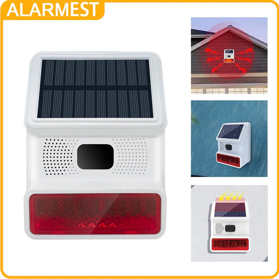 433MHZ Wireless Solar SIren Sound Light Flash Alarm Outdoor Alarm Horn for PGST GSM Home Security Alarm System Aimak Store