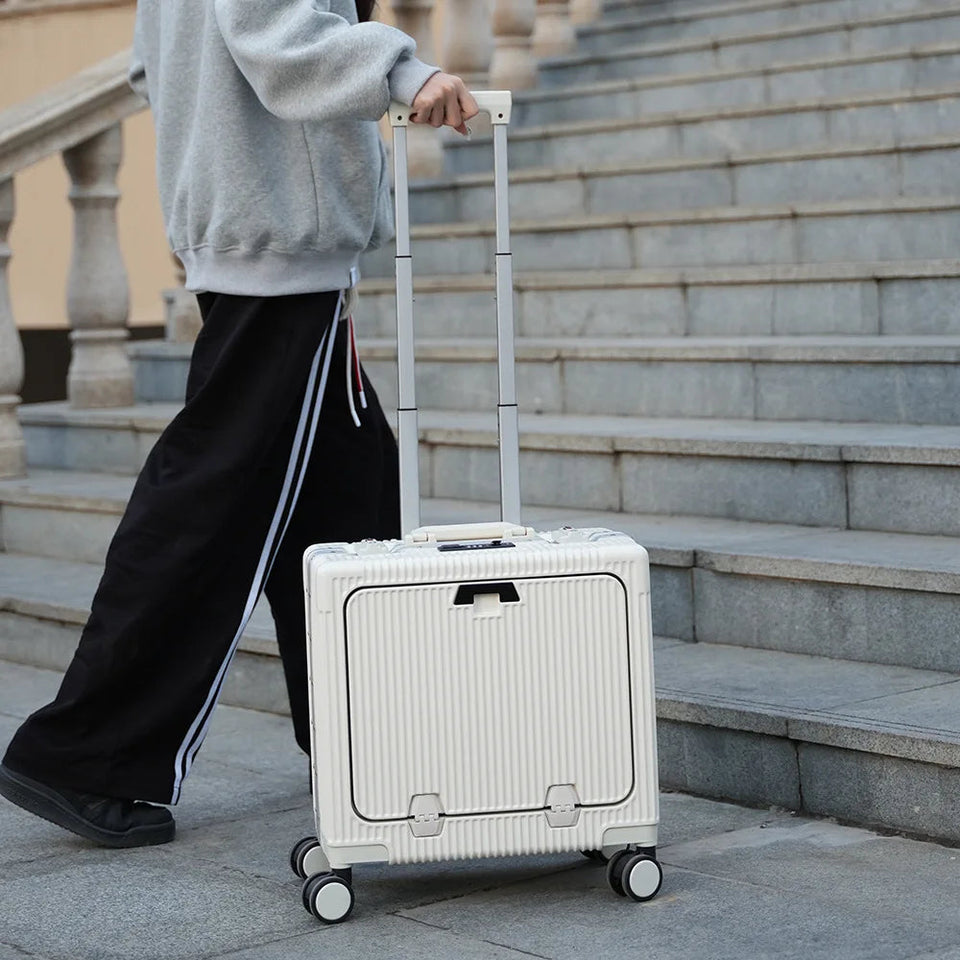 New Front Opening Lid Suitcase Multifunctional Mini Luggage Aluminium Frame 18/20 Boarding Box Trolley Case Cabin Bag Aimak Store
