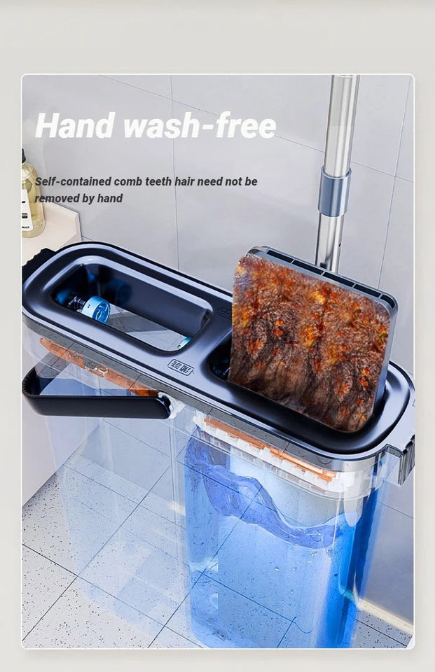 JOYBOS 40cm Spin Flat Mop Set Hand Free Wring With Dual Chamber Bucket Washable Microfiber Wet&Dry For Home Floor Cleaning Mops Aimak Store