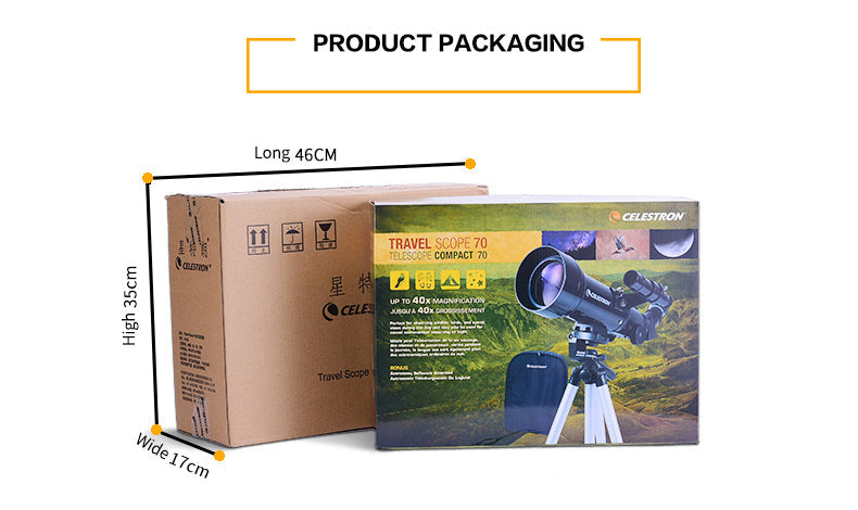 Celestron Travel Scope 70mm 70400 AZ Refractor Astronomical Telescope Portable 10-165X Zoom Monocular For Kids Beginner Gifts Aimak Store