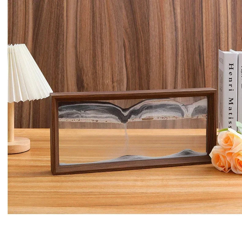 3D Sandscape Moving Sand Art Picture Wooden Frame Quicksand Liquid Hourglass Craft Flowing Sand Painting Office Home Decor Gifts Aimak Store