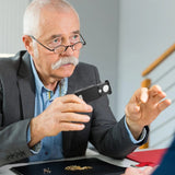 30X 60X Pocket Jewelry Magnifier Slide Out Illuminated Magnifying Glass with LED UV Light Handheld Loupe Lens For Diamond Coins Aimak Store