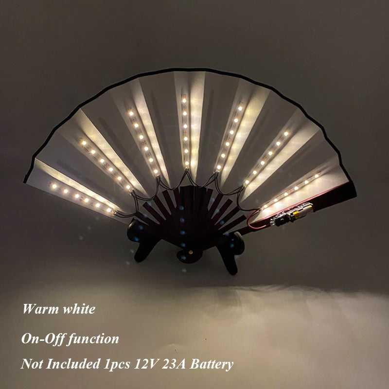 Luminous Folding LED Fan Dancing Light Fan Flashing For Night Music Show Rave Festival Accessories Glowing In The Dark Party Aimak Store