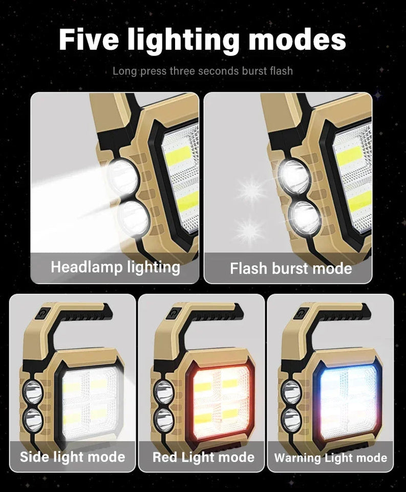 Solar Powered LED Handheld Light Super Bright Work Searchlight Waterproof Outdoor Camping Portable Hiking Flashlight Aimak Store