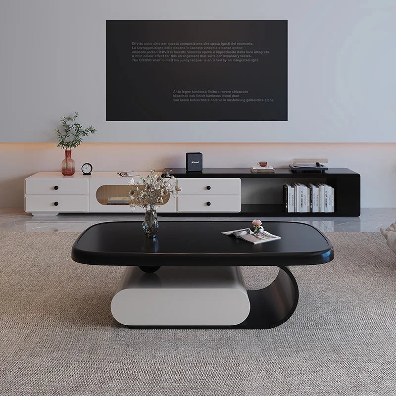 Medieval walnut coffee table living room home modern simple small apartment oval black and white designer coffee table Aimak Store