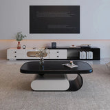 Medieval walnut coffee table living room home modern simple small apartment oval black and white designer coffee table Aimak Store