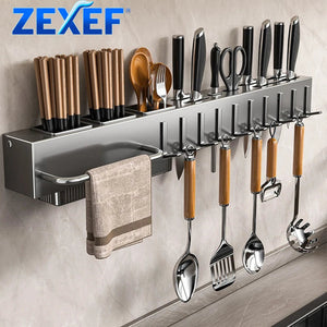 No Drill Wall Mounted Knife Holder Compact Organizer for Kitchen Utensils Cutlery Storage Space Saving Easy Install Aimak Store