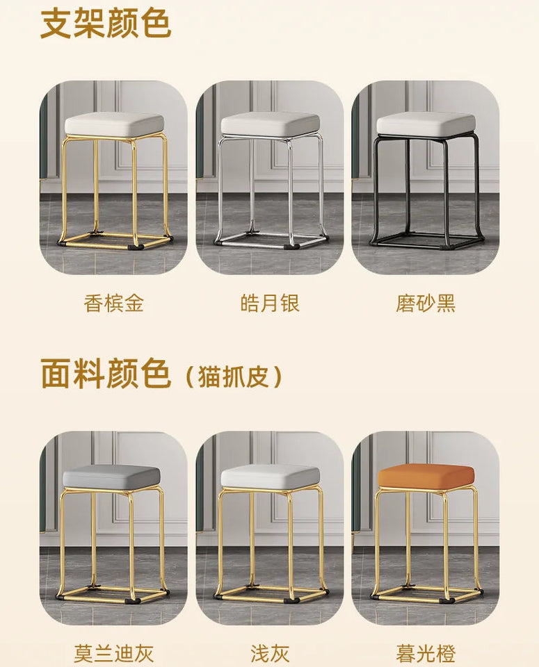 Simple and Luxurious Stackable Square Stool Enlarged and Thickened Round Stool Dirt Resistant Technology Cloth Stool Aimak Store