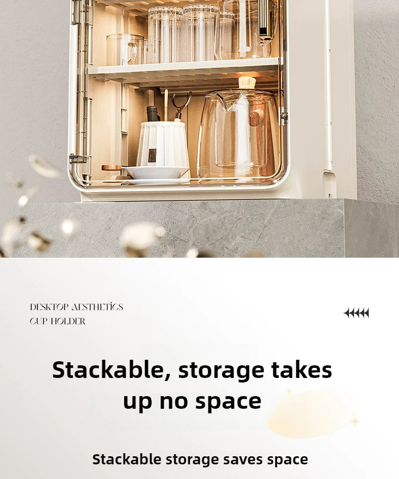 Dustproof Cup Storage Rack Desktop Tea Cup Holder Water Cups Holder Tea Set Storage Box Coffee Mug organizer Aimak Store