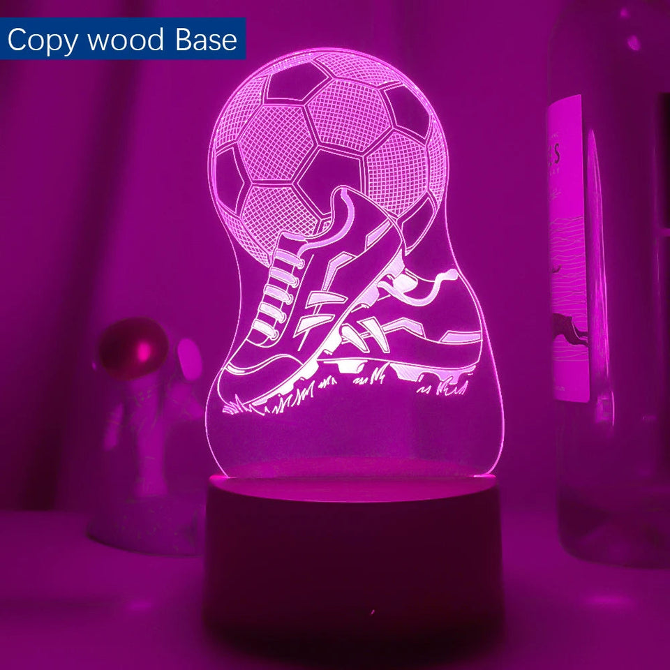 New 3d Illusion Kids Night Light Football 7 Colors Changing Nightlight for Child Bedroom Atmosphere Soccer Room Desk Lamp Gifts Aimak Store