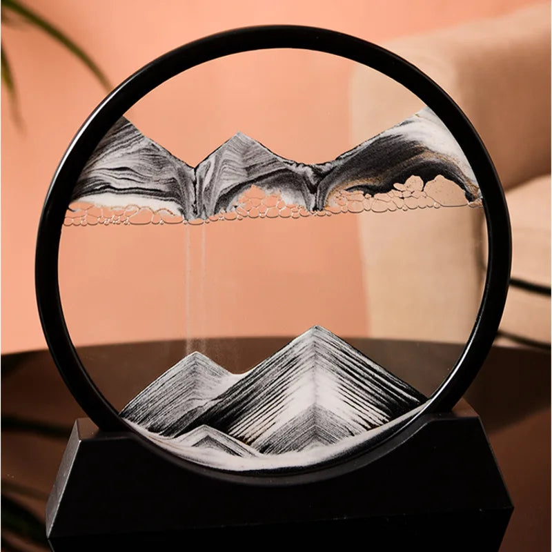 3D Moving Sand Art Nordic Creative Oranment Liquid Hourglass Flowing Sand Sandscape Round Quicksand Painting Home Decor Gifts Aimak Store