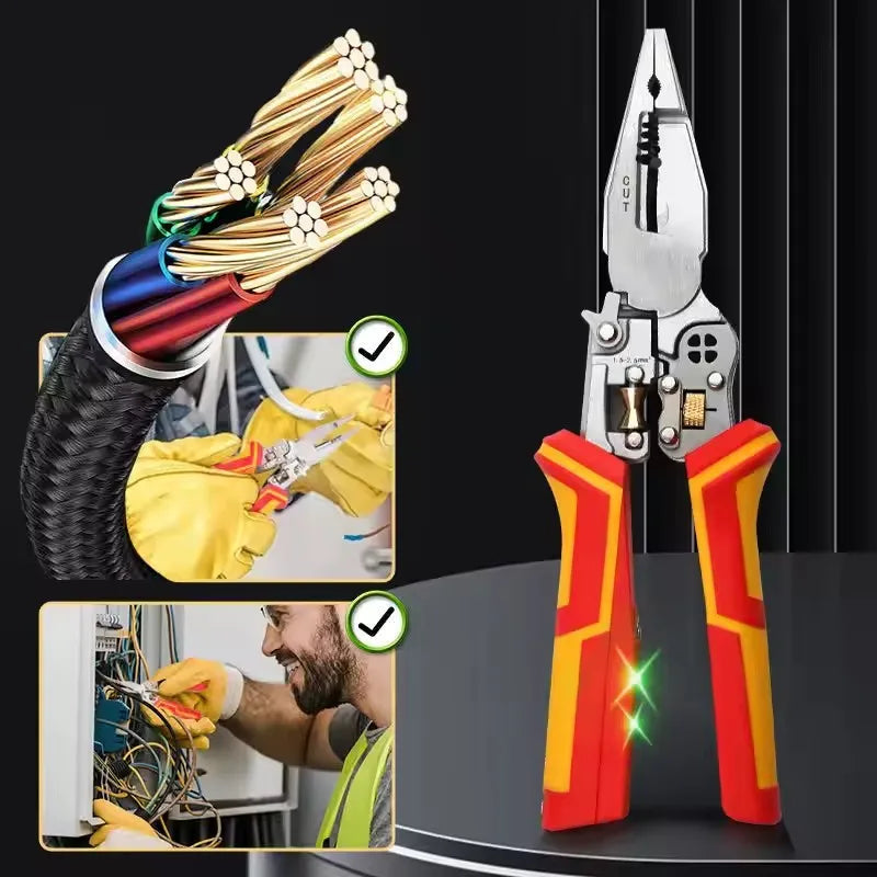 8-in-1 Multi-function Wire Stripper Electricians Voltage Testing Cable Cutting Scissors Crimping Pliers Aimak Store