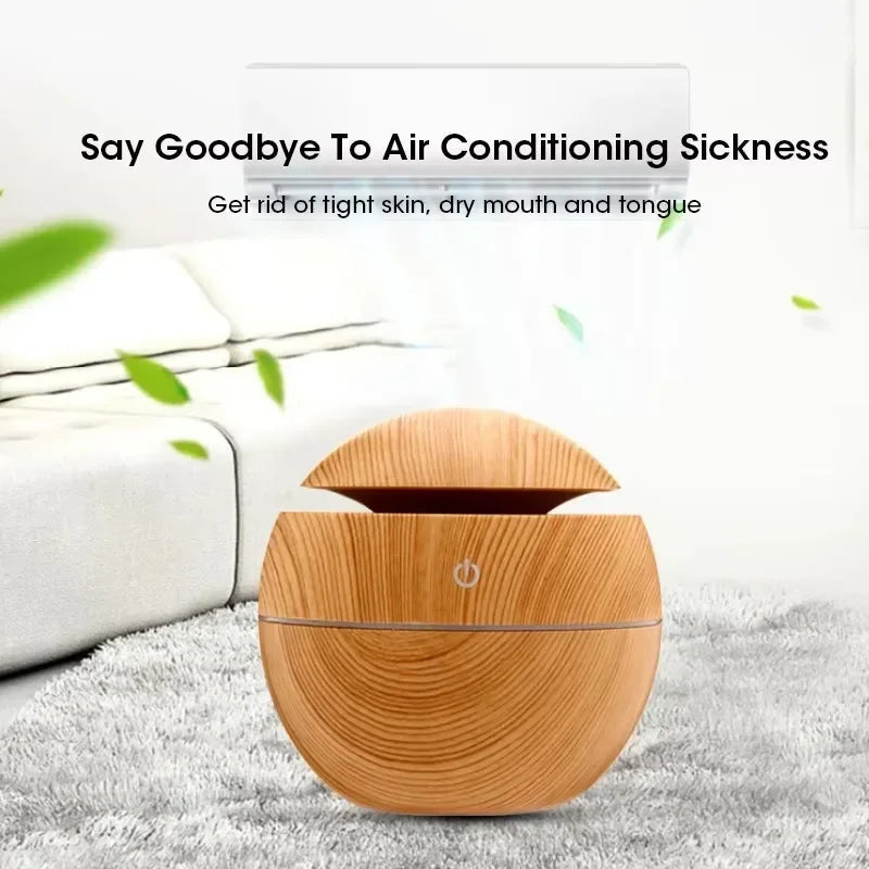 Mini Imitation Wood Sonic Humidifier USB Aromatherapy Essential Oil Diffuser Home Air Humidifier Desktop Woodgrain Humidifier Aimak Store