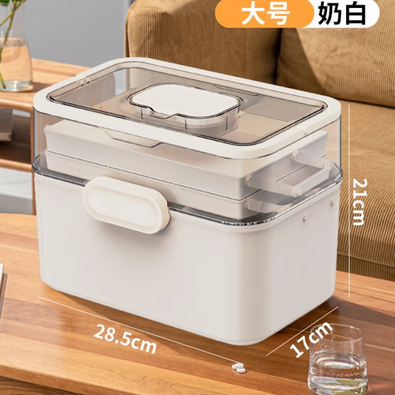 Household Medicine Box Large-capacity Medicine Multi-layer Sorting Storage Box Portable Storage Box for Groceries Aimak Store