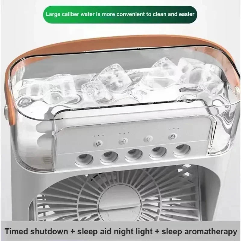 New 3 In 1 Fan AIr Conditioner Household Mini Air Cooler LED Night Light Portable Humidifier Air Adjustment Fan Office Home Fan Aimak Store