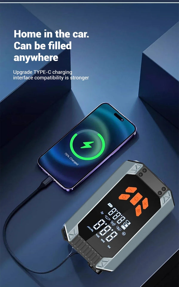 7 in 1 Car Tyre Inflator Inflatable Pump Electric Pump Car Jump Starter Battery Starting Portable Air Compressor Emergency Power Aimak Store