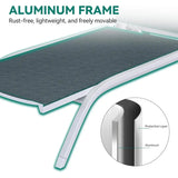 Aluminum Chaise Lounge Outdoor, Widened Patio Lounge Chair with Wheels, 5-Position Adjustable Sunbathing Recliner for Poolside Aimak Store