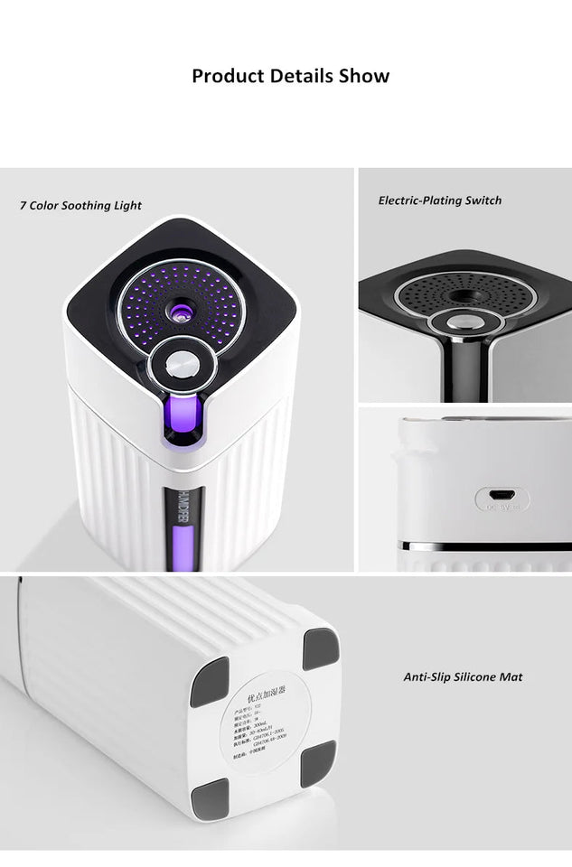 Air Humidifier Ultrasonic Smart Cool Mist Aroma Diffuser HumidifiersWith Color LED Light Mist Maker Fogger For Office Car Home Aimak Store